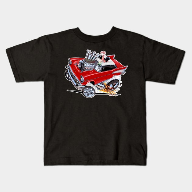 REVVIN 57 Chevy Red Kids T-Shirt by vincecrain